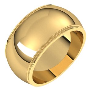 18K Yellow Or White Or Rose Gold Milgrain Stepped-Edge Half Round Band