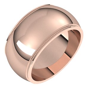 14K Yellow Or White Or Rose Gold Milgrain Stepped-Edge Half Round Band