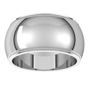 10K Yellow Or White Or Rose Gold Milgrain Stepped-Edge Half Round Band