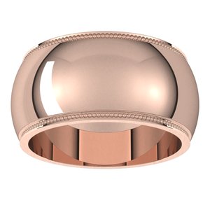 14K Yellow Or White Or Rose Gold Milgrain Stepped-Edge Half Round Band