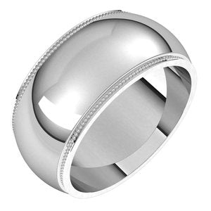 Continuum Sterling Silver Milgrain Stepped-Edge Half Round Band