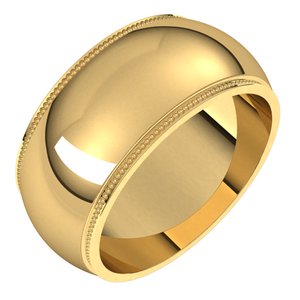 10K Yellow Or White Or Rose Gold Milgrain Stepped-Edge Half Round Band