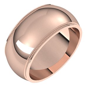 14K Yellow Or White Or Rose Gold Milgrain Stepped-Edge Half Round Band