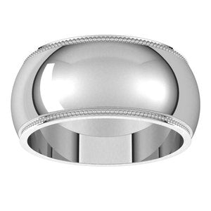 Platinum Milgrain Stepped-Edge Half Round Band