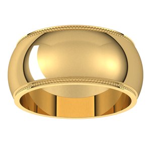 10K Yellow Or White Or Rose Gold Milgrain Stepped-Edge Half Round Band