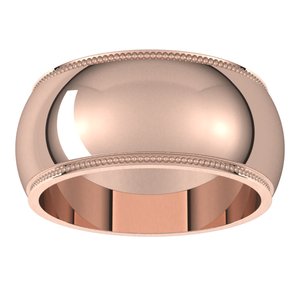 14K Yellow Or White Or Rose Gold Milgrain Stepped-Edge Half Round Band
