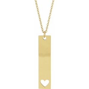 14K Yellow Gold 27.79 X 6 Mm 16-18 In Polished Bar Family Necklace