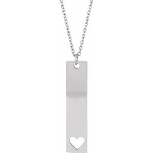 Sterling Silver 27.79 X 6 Mm 16-18 In Polished Bar Family Necklace