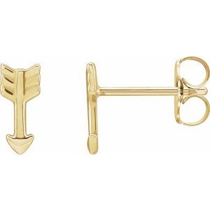 14K Yellow Gold Arrow Stud Earrings