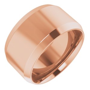 18K Yellow Or White Or Rose Gold Beveled-Edge Comfort-Fit Flat Band