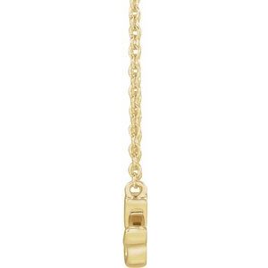 14K Yellow Gold 27.37 X 7.63 Mm 18 In Polished Lowercase Script Granny Necklace