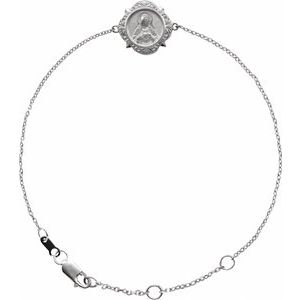 Sterling Silver  Miraculous Mary Bracelet, Length: 7.5 In