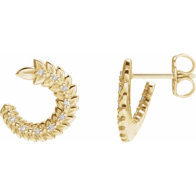 14K Yellow Or White Gold 1 Mm Round Friction Back Polished .07 Ctw Natural Diamond Hoop Earrings