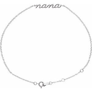 Sterling Silver 22.65 X 3.21 Mm 6 1/2-7 1/2 In Polished Lowercase Script Nana Bracelet