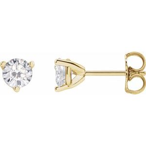 14K Yellow Gold Round Shape 4.5 Mm 3-Prong Lab-Grown Moissanite Basket-Style Earrings