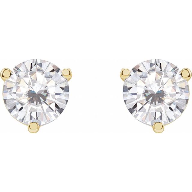 14K White Gold Round Friction Back Polished 3-Prong Lab-Grown Moissanite Basket-Style Earrings