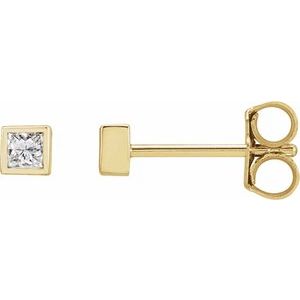 14K Yellow Gold Square 2.25 X 2.25 Mm 1/6 Ctw Lab-Grown Diamond Bezel Earrings