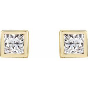 14K Yellow Gold Square 2.25 X 2.25 Mm 1/6 Ctw Lab-Grown Diamond Bezel Earrings