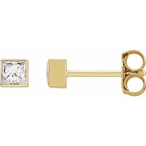 14K Yellow Gold Square 2.5 X 2.5 Mm 1/5 Ctw Lab-Grown Diamond Bezel-Set Earrings