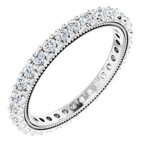 14K White Gold Round 2 Mm G-H Si1-Si2 1 Ctw Lab-Grown Diamond Eternity Band Size 8