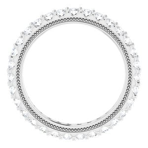 14K White Gold Round 2 Mm G-H Si2-Si3 9/10 Ctw Natural Diamond Eternity Band Size 6.5