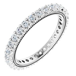 14K White Gold Round 2 Mm G-H Si2-Si3 9/10 Ctw Natural Diamond Eternity Band Size 6.5