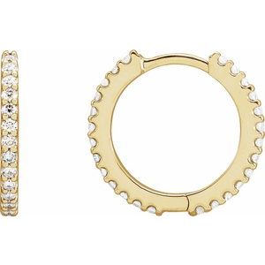 14K Yellow Gold Pair Round Shape 1.3Mm I1, Gh 1/2 Ctw Natural Diamond Hinged Hoop Earrings, Length: 16 Mm, Thickness: 1.6 Mm