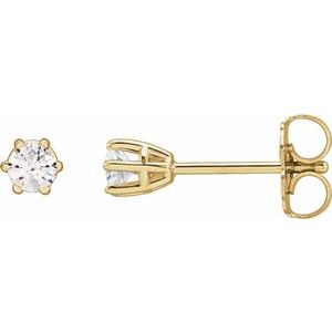 14K Yellow Gold Round 3Mm Si1-Si2, Gh 1/6 Ctw Lab-Grown Diamond 6-Prong Wire Basket Friction Back Earrings