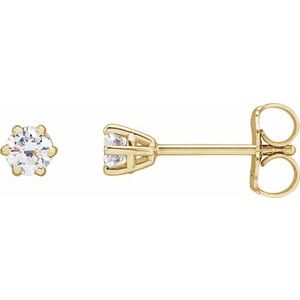14K Yellow Gold Round 3.2Mm Si1-Si2, Gh 1/4 Ctw Lab-Grown Diamond 6-Prong Wire Basket Friction Back Earrings