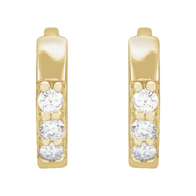 14K Yellow Or White Or Rose Gold Or Sterling Silver Or Platinum Round 1.3Mm Hinged Polished Natural Diamond Hinged Hoop Earrings