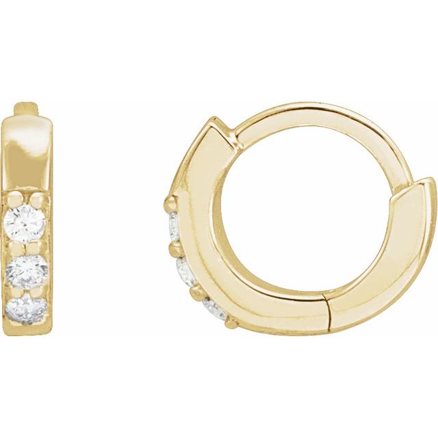 14K Yellow Or White Or Rose Gold Or Sterling Silver Or Platinum Round 1.3Mm Hinged Polished Natural Diamond Hinged Hoop Earrings