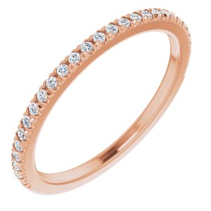 14K Rose Gold Round I1, G-H Polished Lab-Grown Diamond French-Set Matching Band