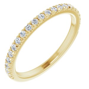 14K Yellow Gold Round I1, G-H Polished Lab-Grown Diamond French-Set Matching Band