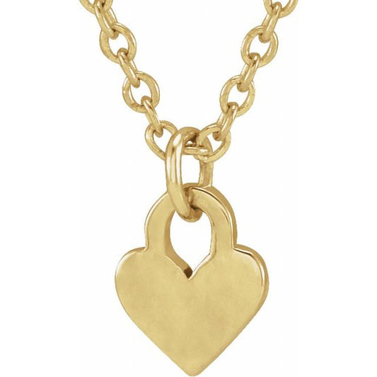 14K Yellow Gold Or Sterling Silver 7.87 X 4.89 Mm 16-18 In Polished Heart Necklace