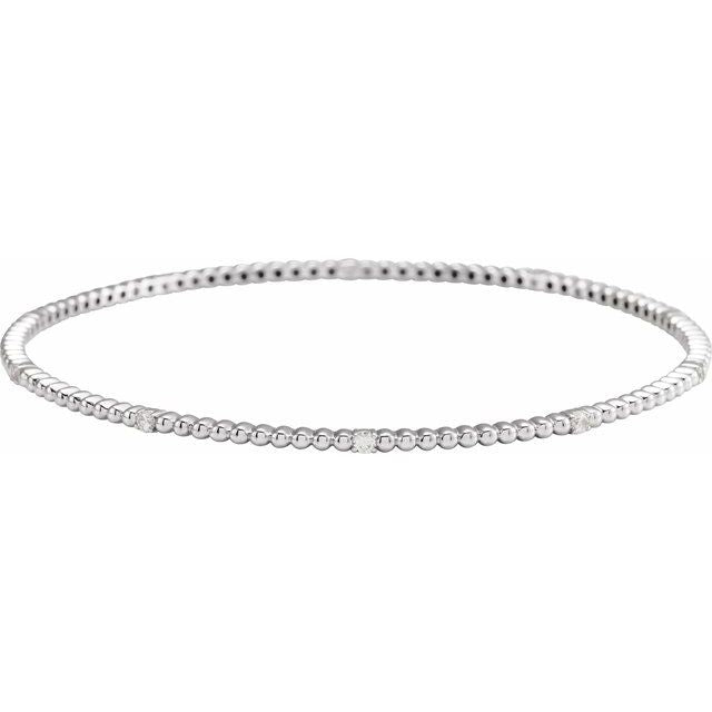 14K White Or Rose Gold Round 2Mm  I1, H+ 7 3/4 In Polished 1/3 Ctw Natural Diamond Bangle Bracelet