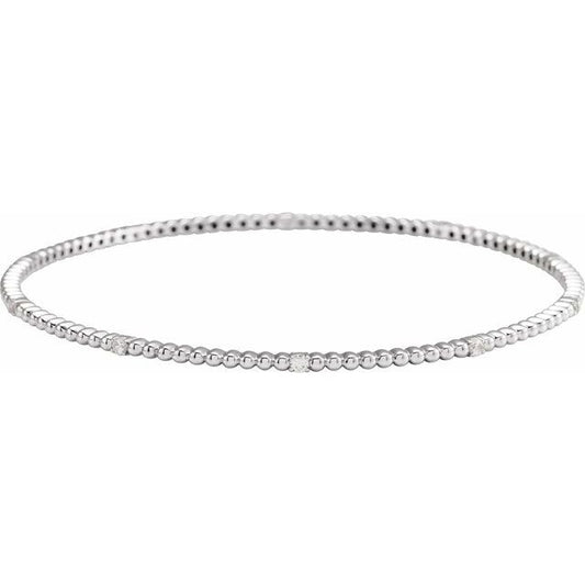 14K White Or Rose Gold Round 2Mm  I1, H+ 7 3/4 In Polished 1/3 Ctw Natural Diamond Bangle Bracelet