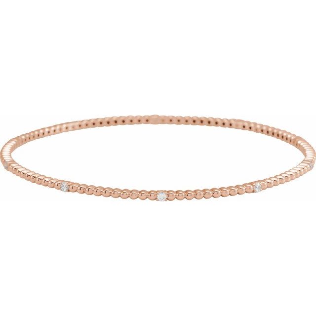 14K White Or Rose Gold Round 2Mm  I1, H+ 7 3/4 In Polished 1/3 Ctw Natural Diamond Bangle Bracelet