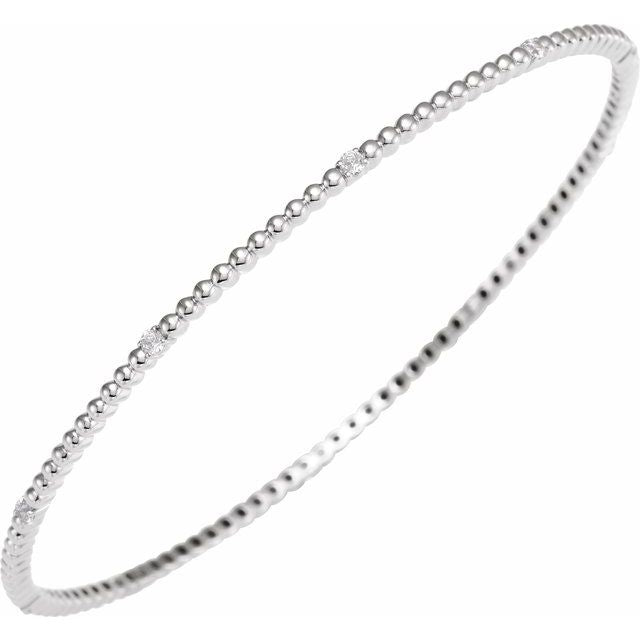 14K White Or Rose Gold Round 2Mm  I1, H+ 7 3/4 In Polished 1/3 Ctw Natural Diamond Bangle Bracelet