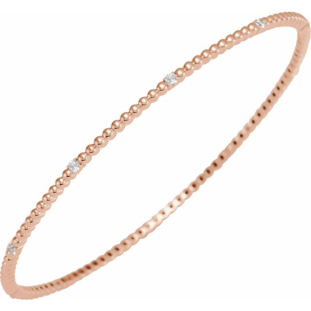 14K White Or Rose Gold Round 2Mm  I1, H+ 7 3/4 In Polished 1/3 Ctw Natural Diamond Bangle Bracelet