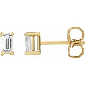 14K Yellow Gold Straight Baguette 4 X 2 Mm 1/5 Ctw Lab-Grown Diamond 4-Prong Basket Earrings