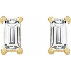 14K Yellow Gold Straight Baguette 4 X 2 Mm 1/5 Ctw Lab-Grown Diamond 4-Prong Basket Earrings