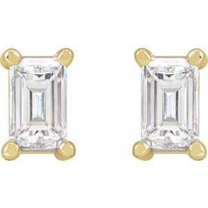 14K Yellow Gold Straight Baguette 3.5 X 2 Mm 1/5 Ctw Lab-Grown Diamond 4-Prong Basket Earrings
