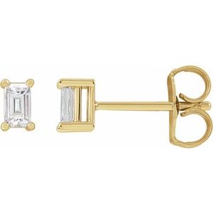 14K Yellow Gold Straight Baguette 3.5 X 2 Mm 1/5 Ctw Lab-Grown Diamond 4-Prong Basket Earrings