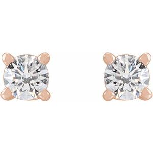 14K Rose Gold Round 2.5 Mm 1/8 Ctw Natural Diamond U-Prong Earrings