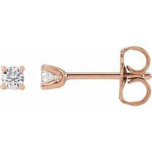 14K Rose Gold Round 2.5 Mm 1/8 Ctw Natural Diamond U-Prong Earrings