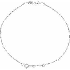 Sterling Silver 12 X 2.81 Mm 6 1/2-7 1/2 In Polished Lowercase Script Mrs Bracelet
