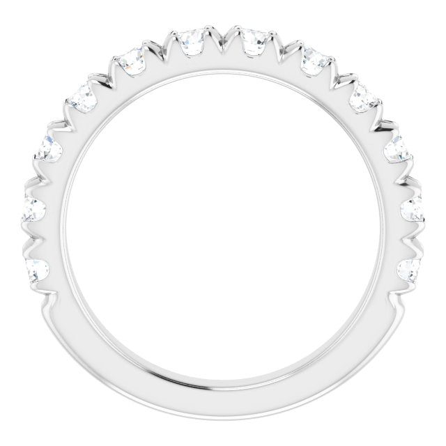 14K White Or Rose Gold Round I1, G-H Polished Natural Diamond French-Set Matching Band, Size 7