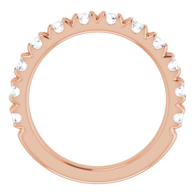 14K Yellow Or Rose Gold Round I1, G-H Polished Lab-Grown Diamond French-Set Matching Band, Size 7