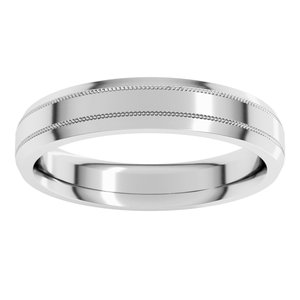 14K White Or Yellow Gold Or Sterling Silver 4 Mm Standard Weight Milgrain Beveled Edge Comfort Fit Band