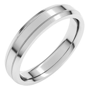 10K White Gold Standard Weight Milgrain Beveled Edge Comfort Fit Band